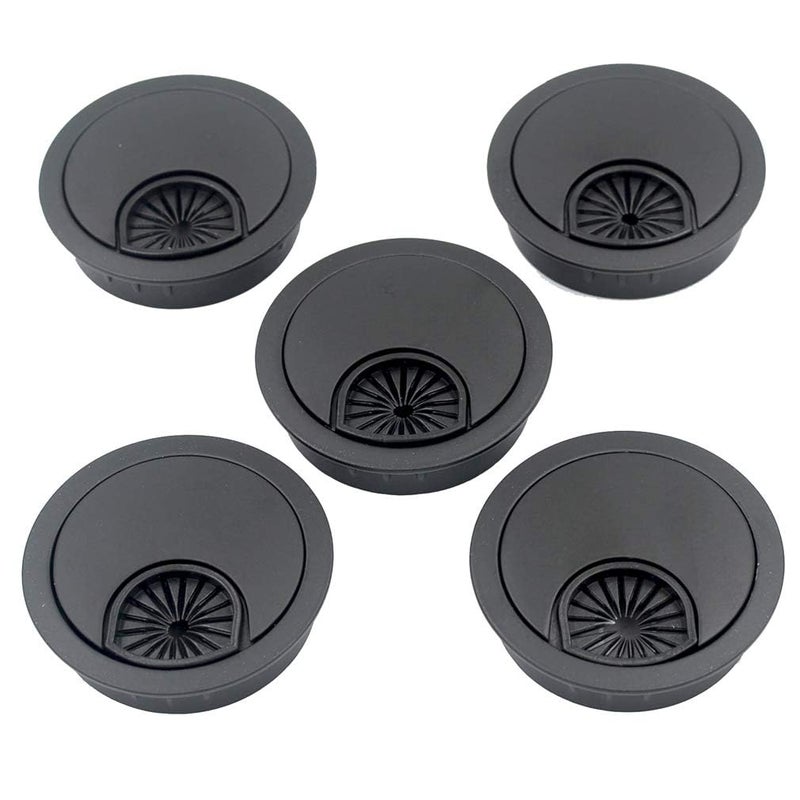 DGOL 5 pcs 1-7/8 inch (48mm) Metal Desk Grommet Cable Cord Wire Hole Cover Outlet Port (MATT Black) - Image 2